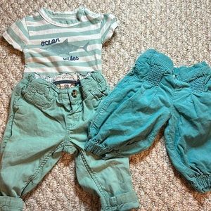 3-6 months Adorable, little shark set ocean vibes,, teal shark